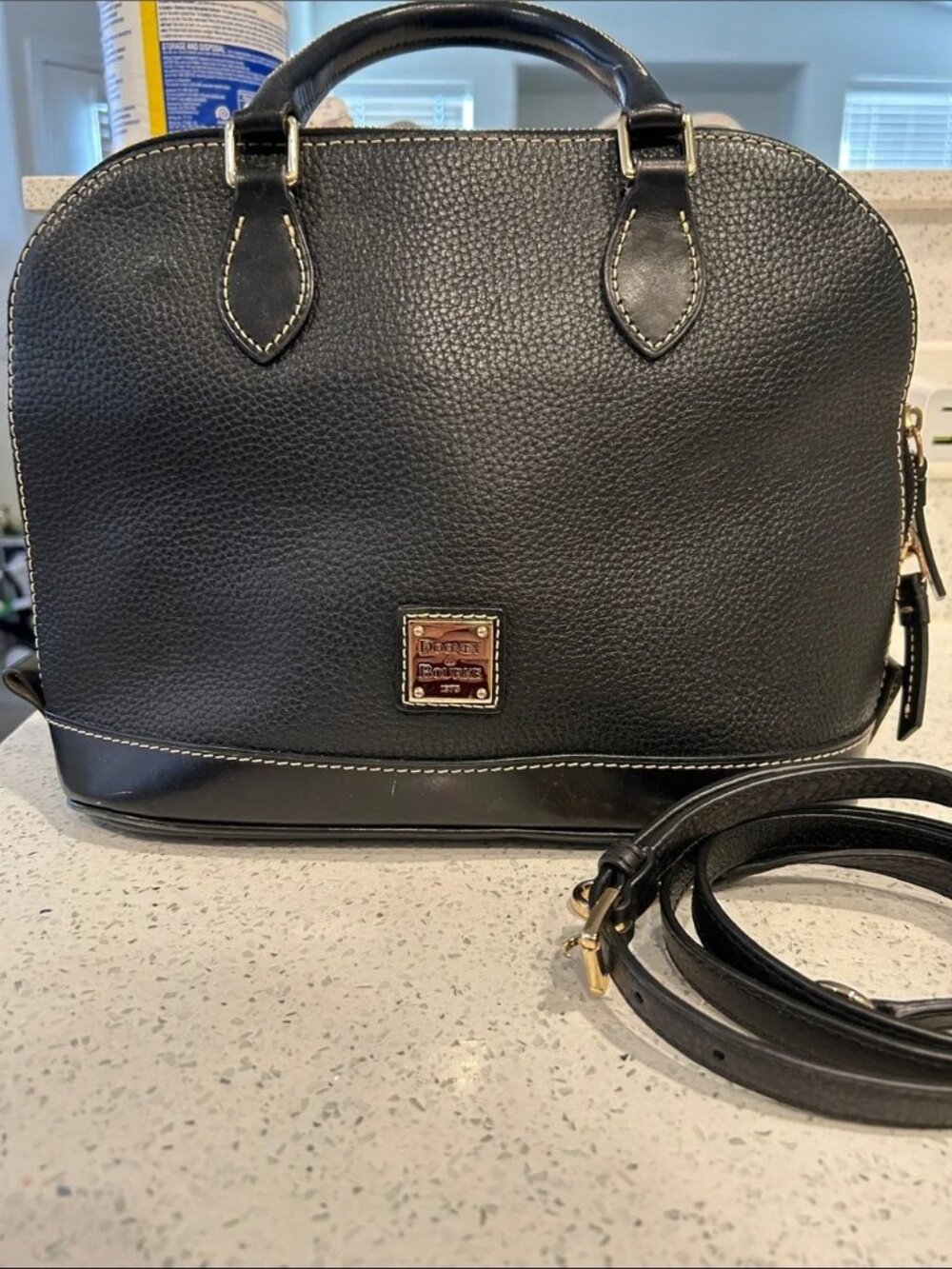 Dooney & Bourke Black Pebbled Leather Dome Satchel with Removable Strap 💚
